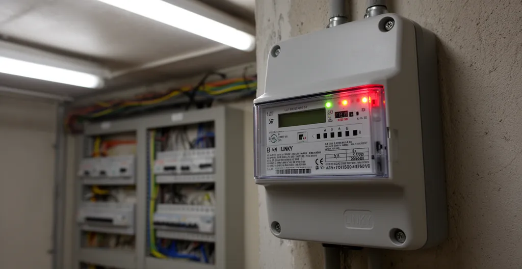 Compteur Linky installé dans un local technique résidentiel